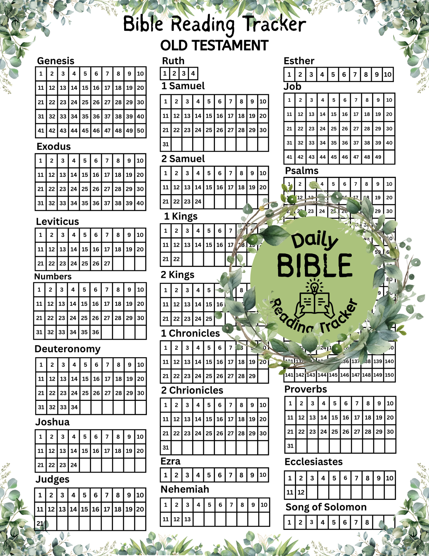 Bible Reading Tracker (Digital Download only)