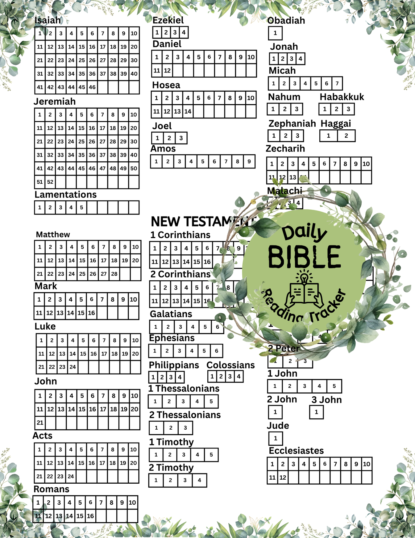 Bible Reading Tracker (Digital Download only)