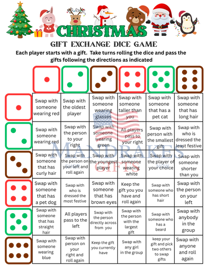 🎲Christmas Gift Exchange Dice Game (Digital Download Only)