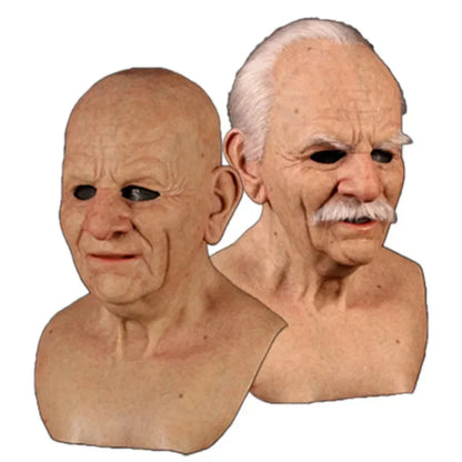 Eerie Elder Mask: Realistic Wrinkle Texture Halloween Fun