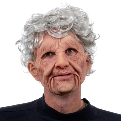Eerie Elder Mask: Realistic Wrinkle Texture Halloween Fun