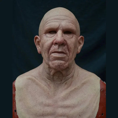 Eerie Elder Mask: Realistic Wrinkle Texture Halloween Fun