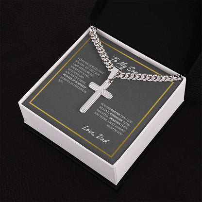 Cuban Chain with Artisan Cross Necklace | To Son From Dad