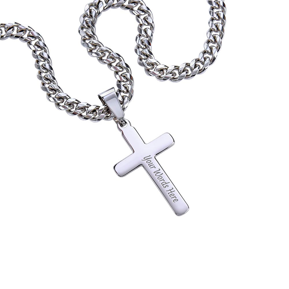 Cuban Chain with Artisan Cross Necklace | To Son From Dad