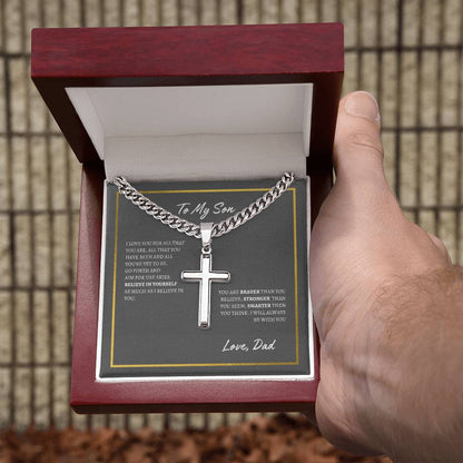 Cuban Chain with Artisan Cross Necklace | To Son From Dad