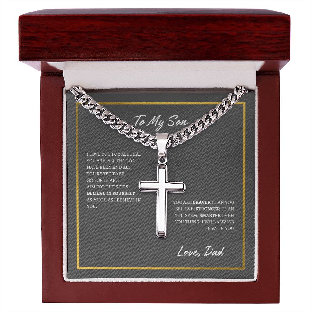 Cuban Chain with Artisan Cross Necklace | To Son From Dad