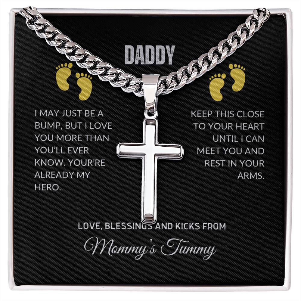 Cuban Chain and Artisan Cross Gift, Dad-to-Be, Expectant Father, Elevate His Style