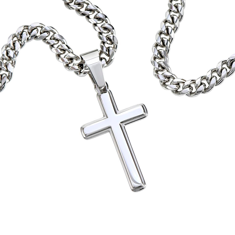 Cuban Chain and Artisan Cross Gift, Dad-to-Be, Expectant Father, Elevate His Style