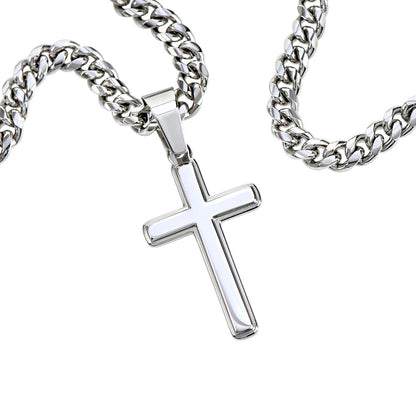Cuban Chain and Artisan Cross Gift, Dad-to-Be, Expectant Father, Elevate His Style
