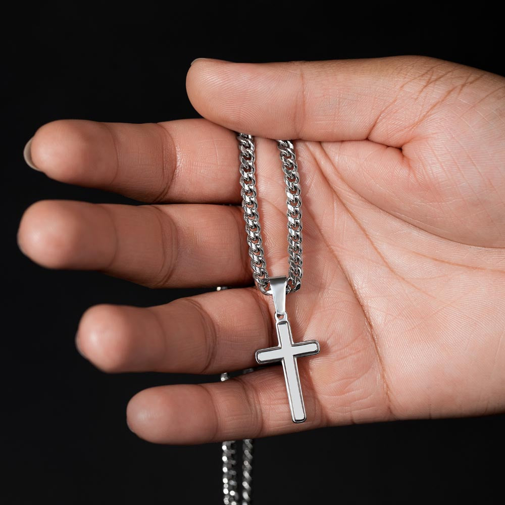 Cuban Chain and Artisan Cross Gift, Dad-to-Be, Expectant Father, Elevate His Style