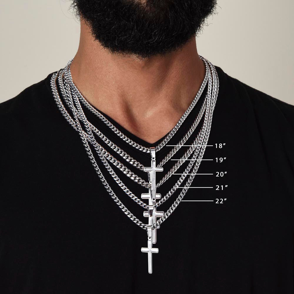 Cuban Chain and Artisan Cross Gift, Dad-to-Be, Expectant Father, Elevate His Style